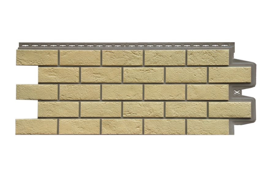 Фасадная панель Grand Line, Состаренный кирпич Design Plus, Ваниль (Темно-бежевый шов) купить в Белгороде