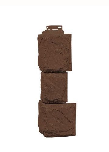 Угол фасадного сайдинга «Камень крупный» коричневого цвета купить в Белгороде