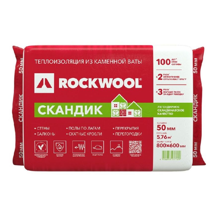 Утеплитель Лайт Баттс Скандик 50х600х800 Rockwool купить в Белгороде