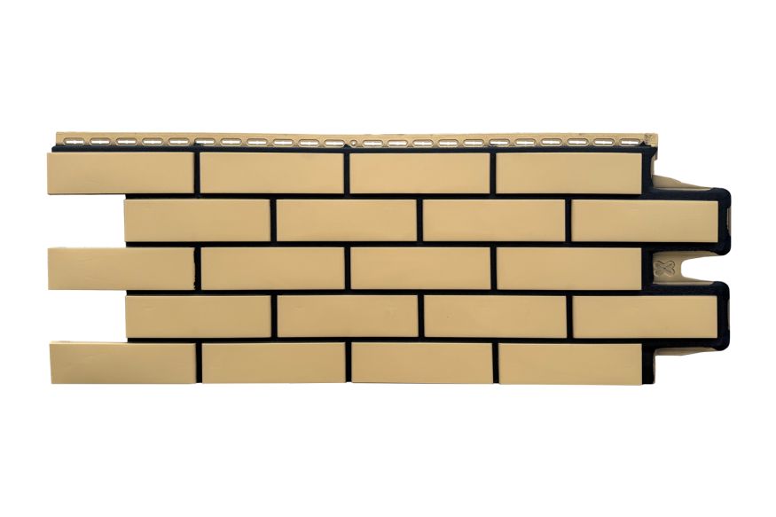 Фасадные панели Grand Line, Клинкерный кирпич Design, Песочный, шов RAL 9005  купить в Белгороде