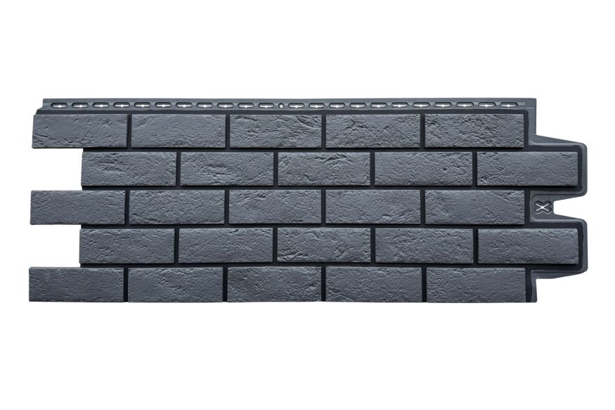 Фасадная панель Grand Line, Состаренный кирпич Design, Графит, шов RAL 9005 купить в Белгороде